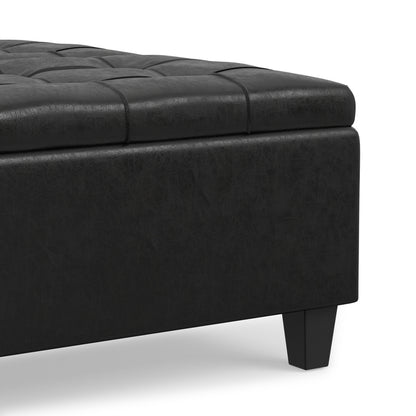 Distressed Black Distressed Vegan Leather | Harrison Coffee Table Storage Ottoman