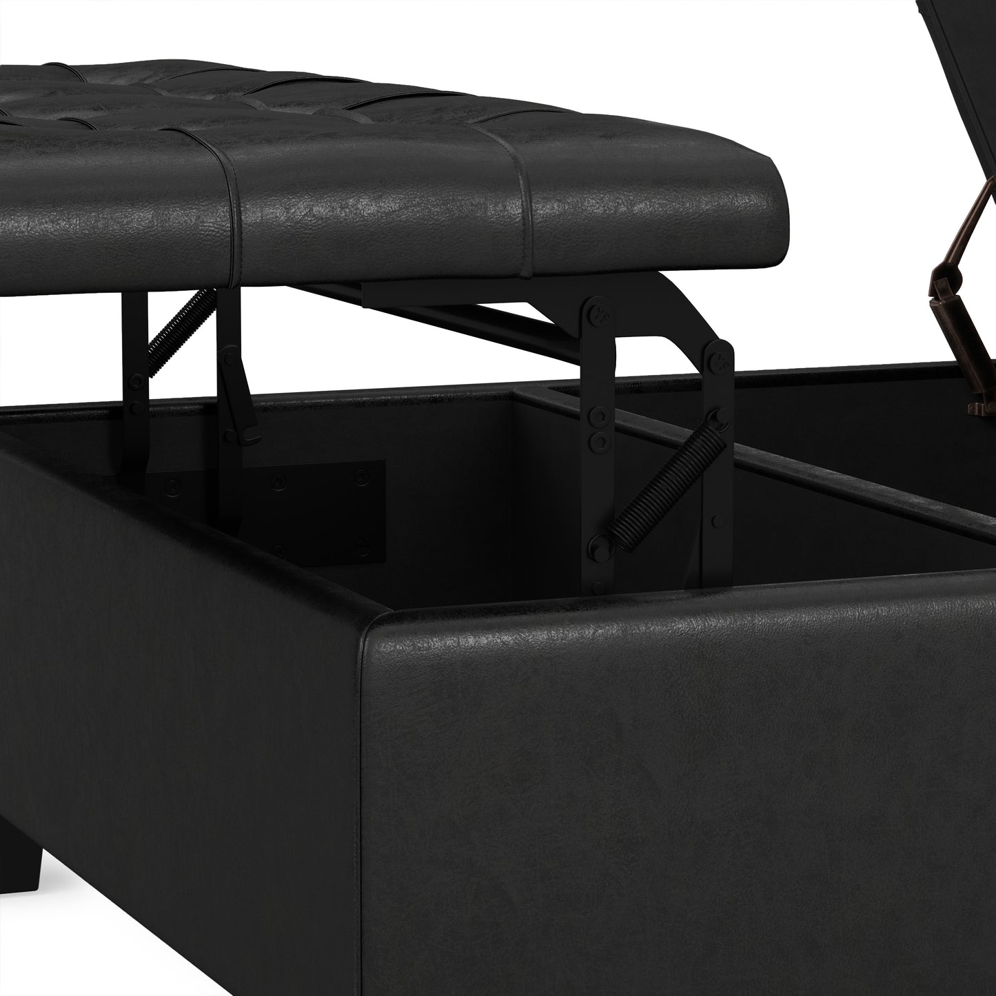 Distressed Black Distressed Vegan Leather | Harrison Coffee Table Storage Ottoman