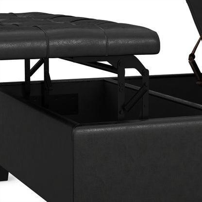 Distressed Black Distressed Vegan Leather | Harrison Coffee Table Storage Ottoman