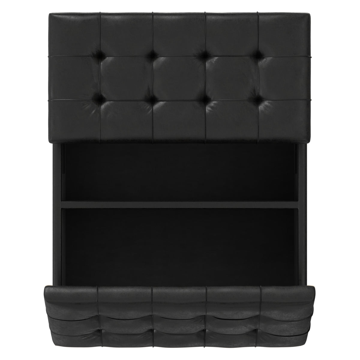Distressed Black Distressed Vegan Leather | Harrison Coffee Table Storage Ottoman