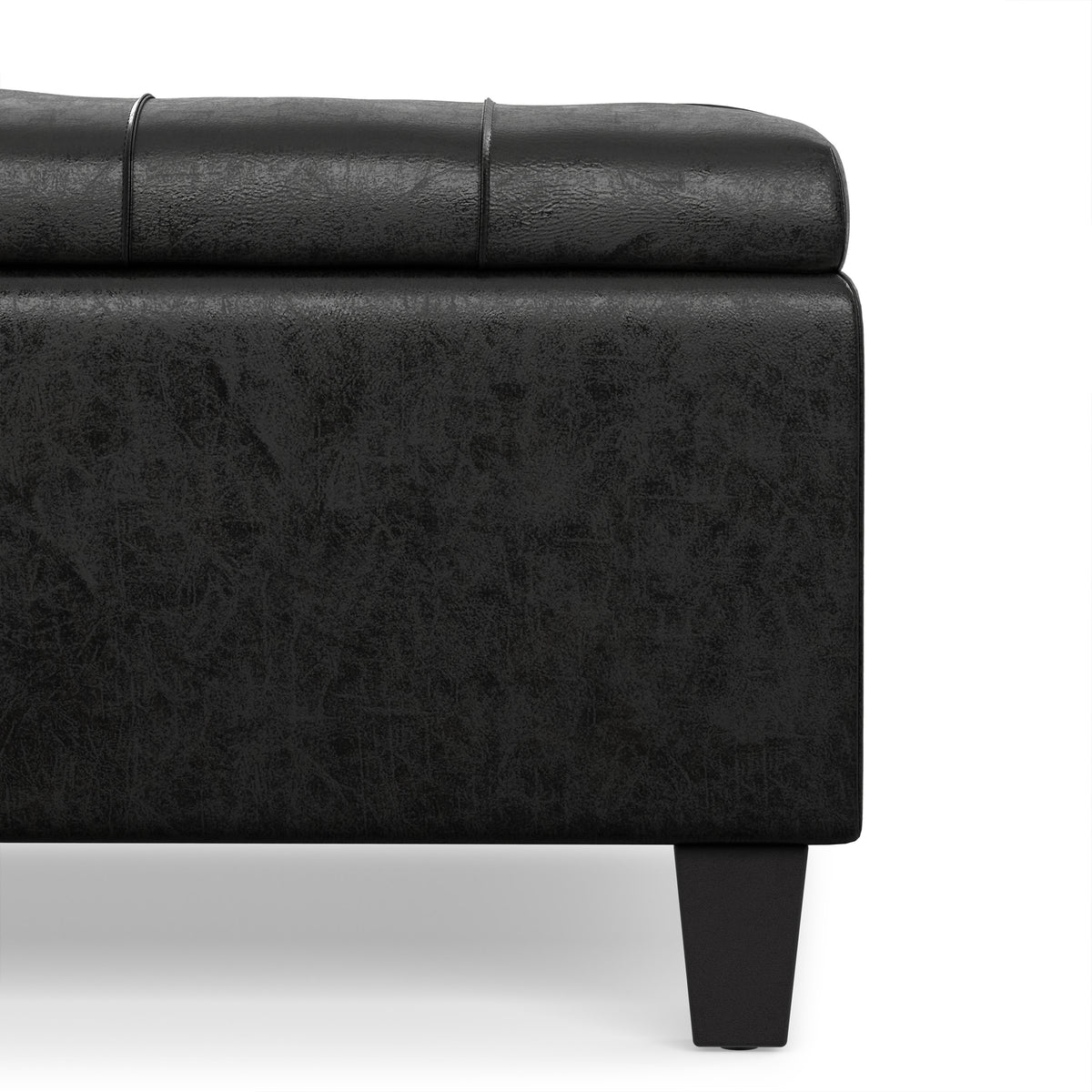 Distressed Black Distressed Vegan Leather | Harrison Coffee Table Storage Ottoman