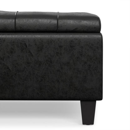 Distressed Black Distressed Vegan Leather | Harrison Coffee Table Storage Ottoman