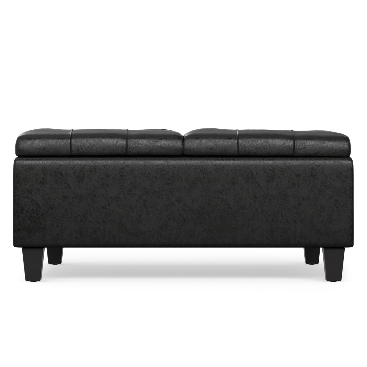 Distressed Black Distressed Vegan Leather | Harrison Coffee Table Storage Ottoman