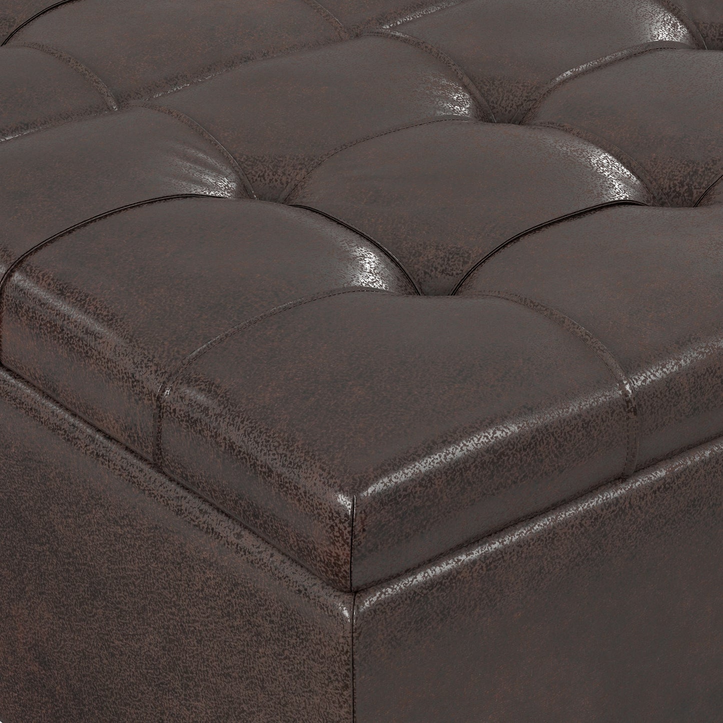 Distressed Brown Distressed Vegan Leather | Harrison Coffee Table Storage Ottoman