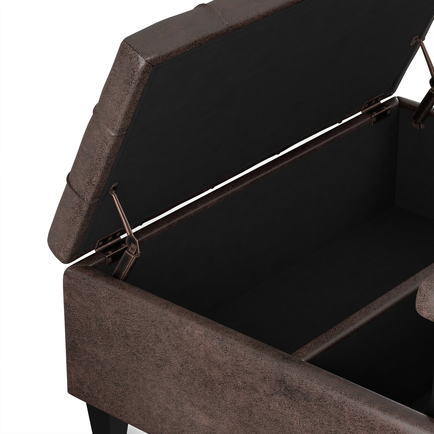 Distressed Brown Distressed Vegan Leather | Harrison Coffee Table Storage Ottoman