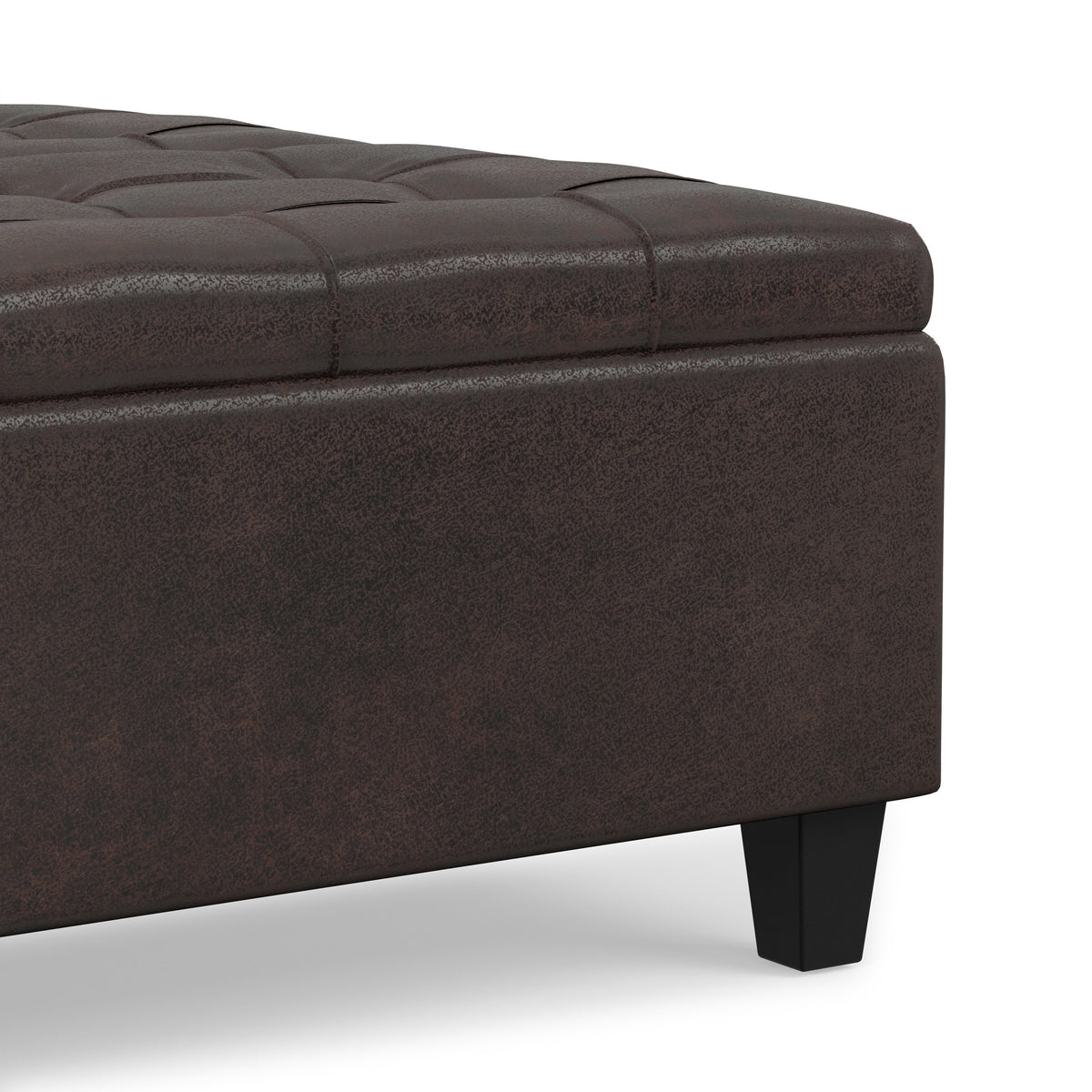 Distressed Brown Distressed Vegan Leather | Harrison Coffee Table Storage Ottoman