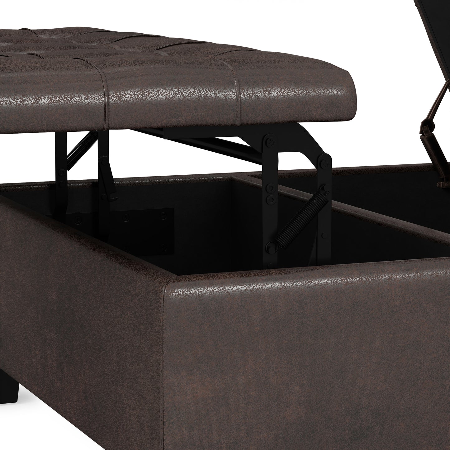 Distressed Brown Distressed Vegan Leather | Harrison Coffee Table Storage Ottoman
