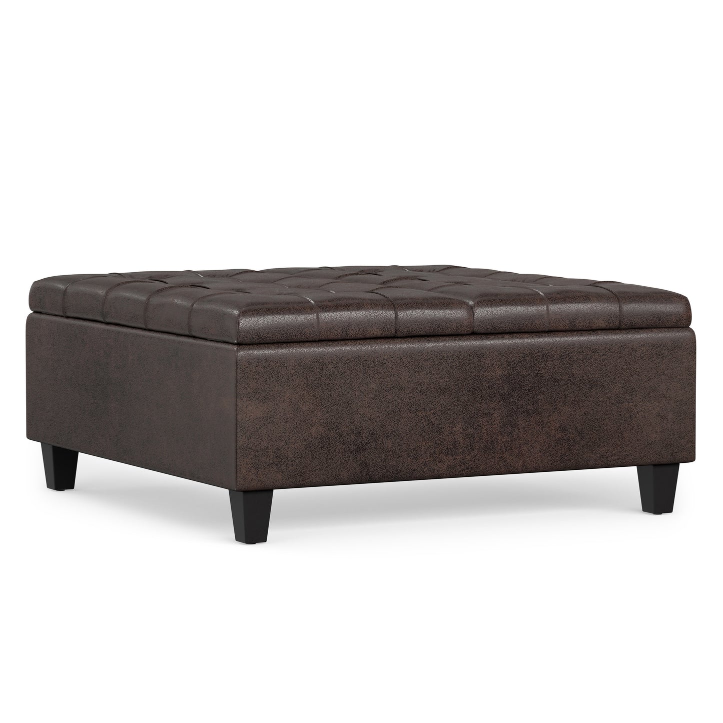 Distressed Brown Distressed Vegan Leather | Harrison Coffee Table Storage Ottoman