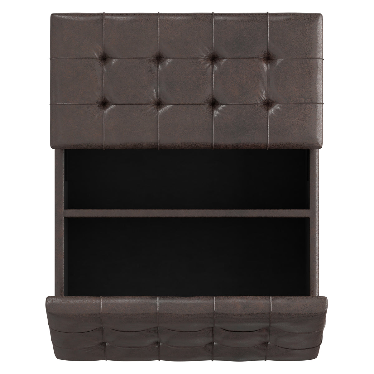 Distressed Brown Distressed Vegan Leather | Harrison Coffee Table Storage Ottoman