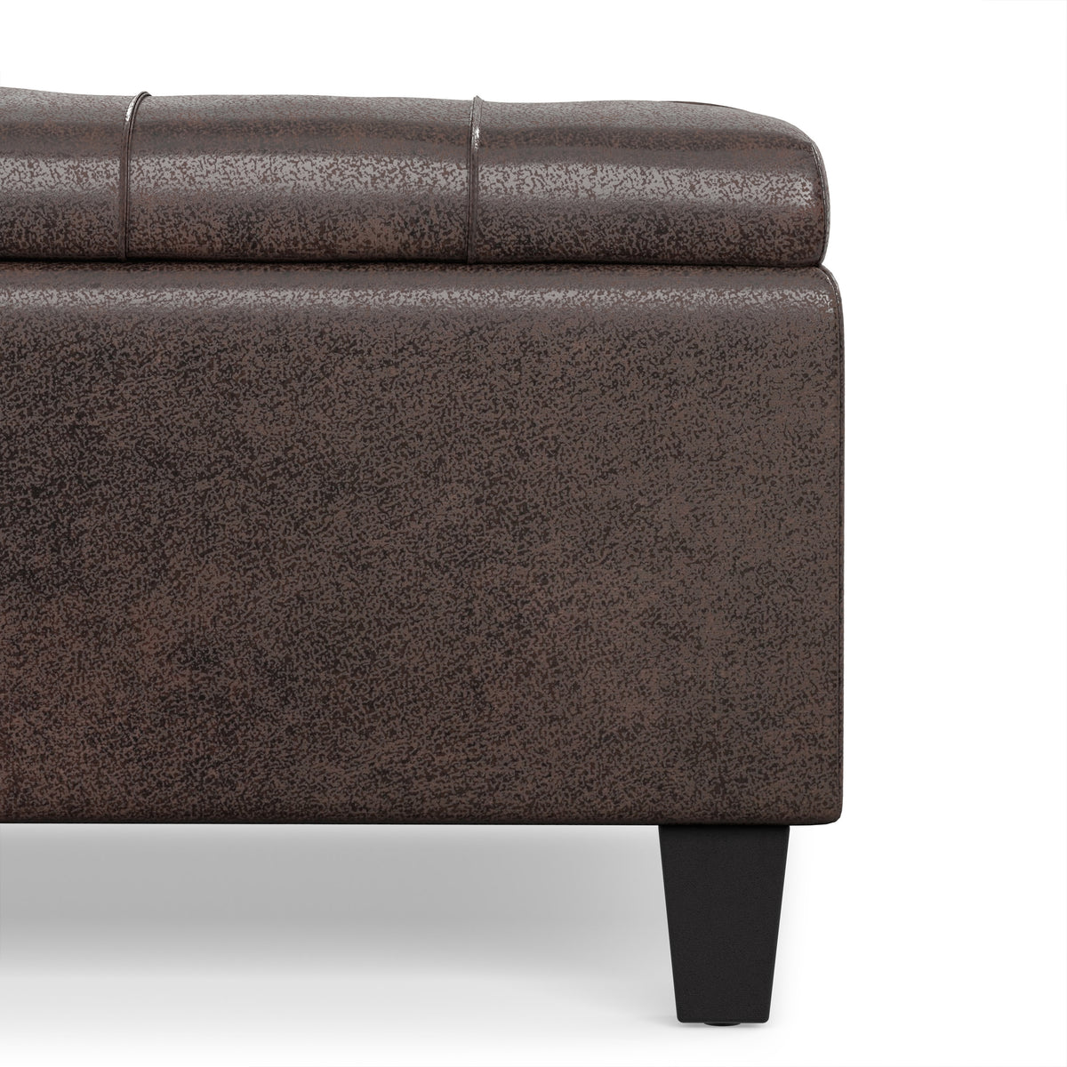 Distressed Brown Distressed Vegan Leather | Harrison Coffee Table Storage Ottoman
