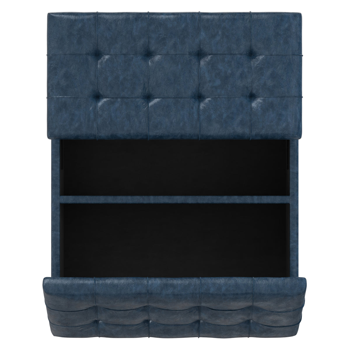 Denim Blue Vegan Leather | Harrison Coffee Table Storage Ottoman