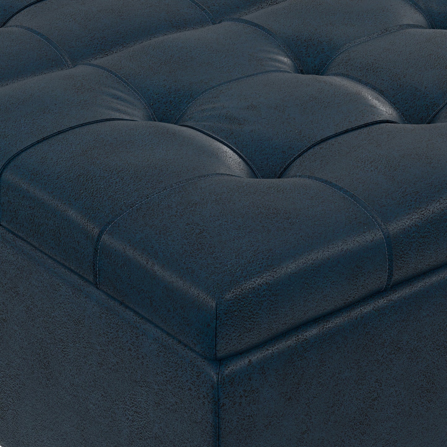 Distressed Dark Blue Distressed Vegan Leather | Harrison Coffee Table Storage Ottoman