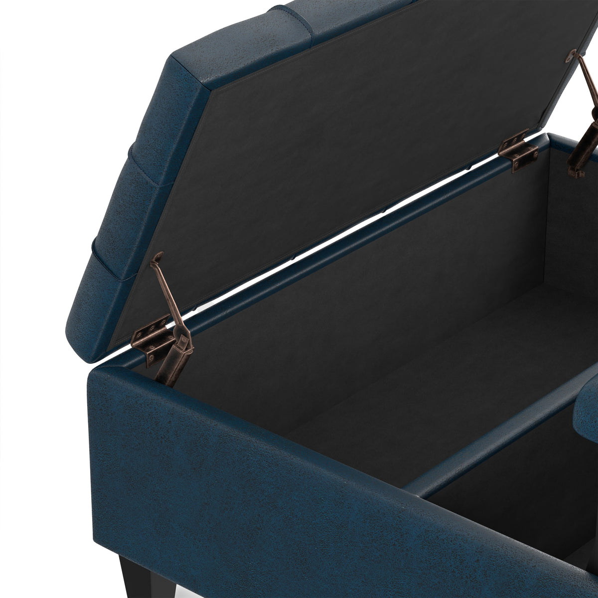Distressed Dark Blue Distressed Vegan Leather | Harrison Coffee Table Storage Ottoman