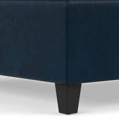 Distressed Dark Blue Distressed Vegan Leather | Harrison Coffee Table Storage Ottoman