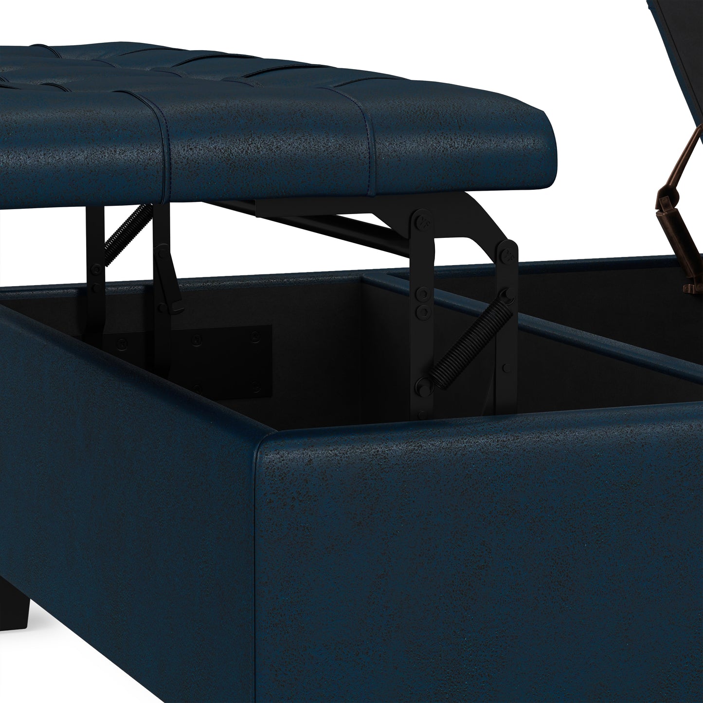 Distressed Dark Blue Distressed Vegan Leather | Harrison Coffee Table Storage Ottoman