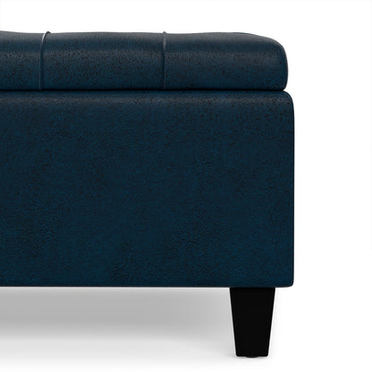 Distressed Dark Blue Distressed Vegan Leather | Harrison Coffee Table Storage Ottoman