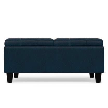 Distressed Dark Blue Distressed Vegan Leather | Harrison Coffee Table Storage Ottoman
