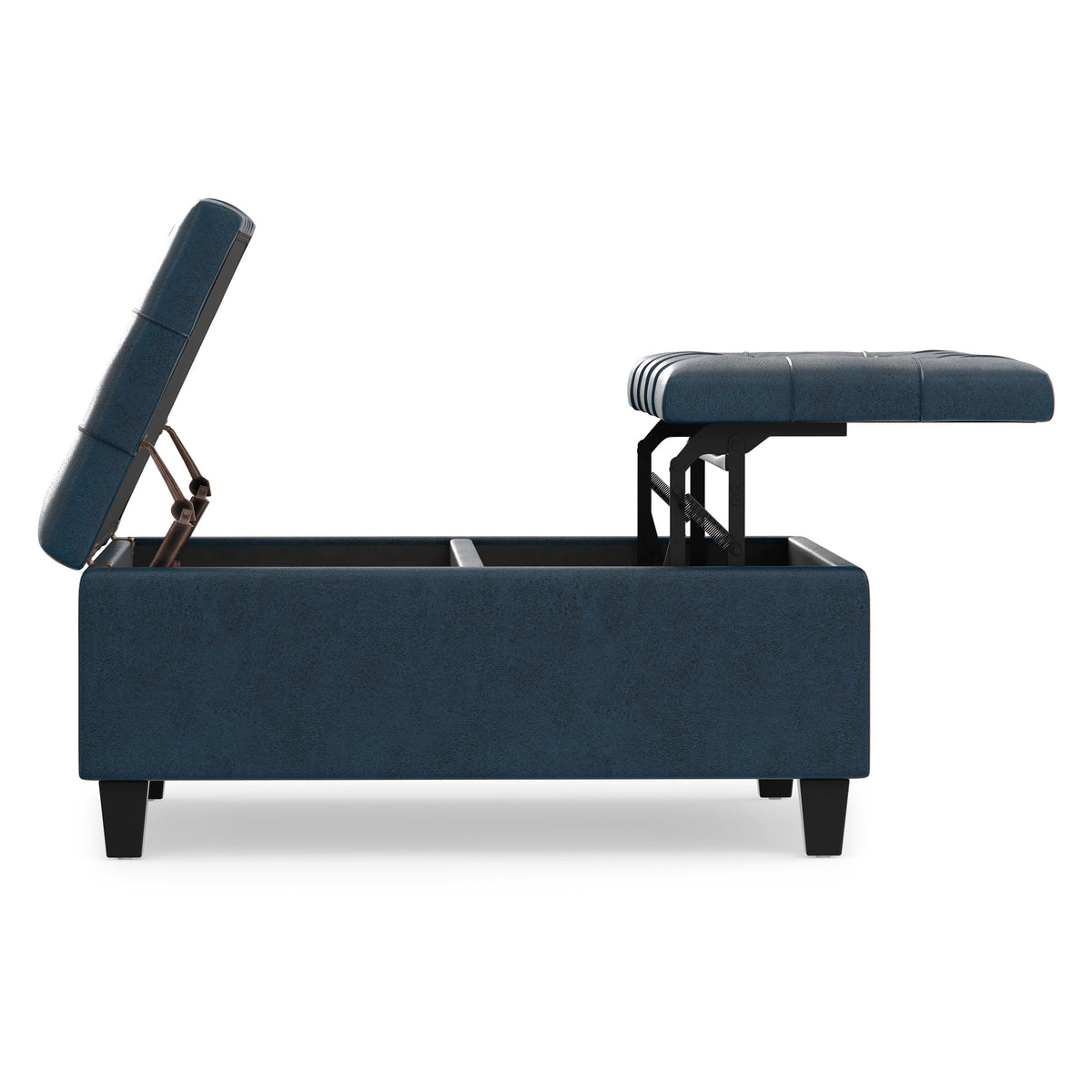 Distressed Dark Blue Distressed Vegan Leather | Harrison Coffee Table Storage Ottoman