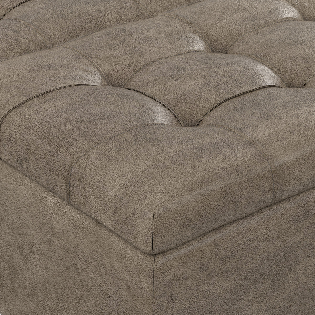 Distressed Smoky Grey Brown Distressed Vegan Leather | Harrison Coffee Table Storage Ottoman