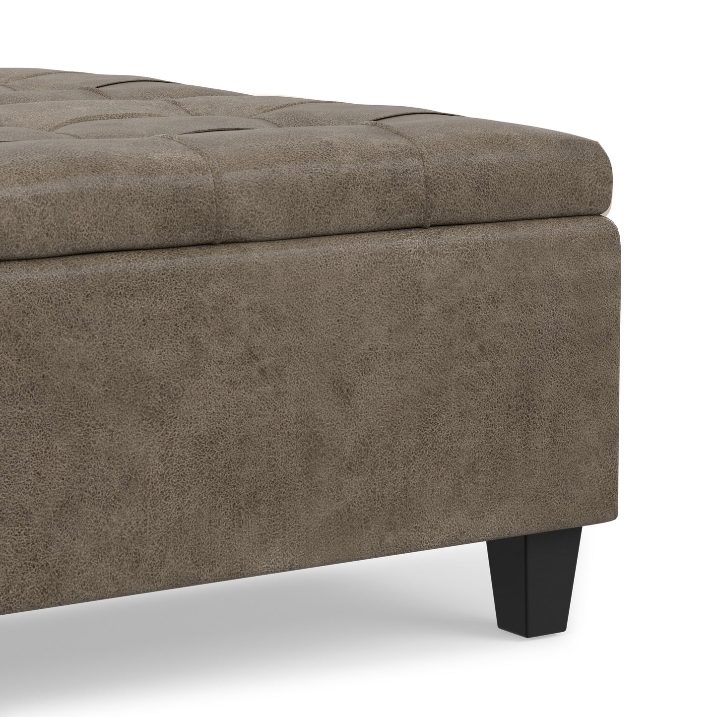 Distressed Smoky Grey Brown Distressed Vegan Leather | Harrison Coffee Table Storage Ottoman