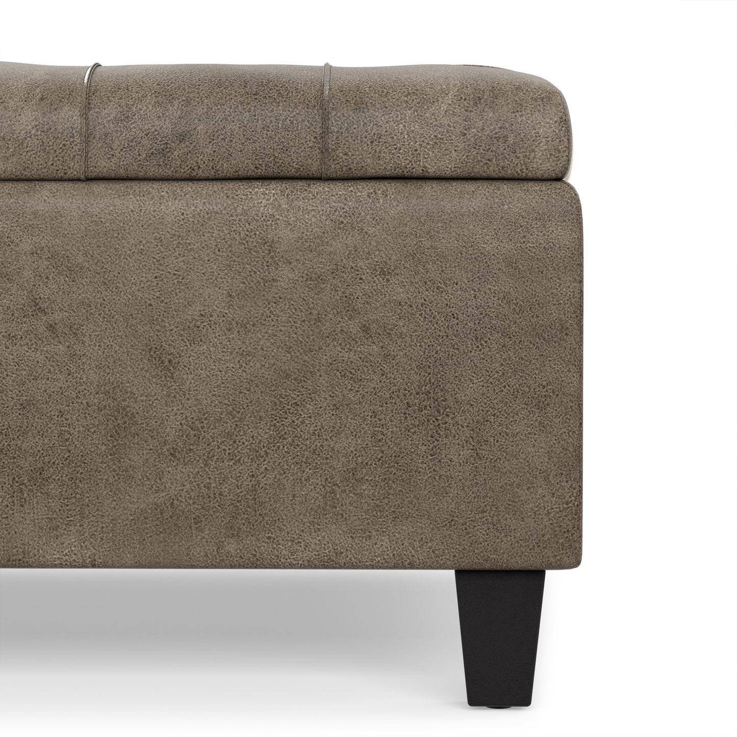 Distressed Smoky Grey Brown Distressed Vegan Leather | Harrison Coffee Table Storage Ottoman