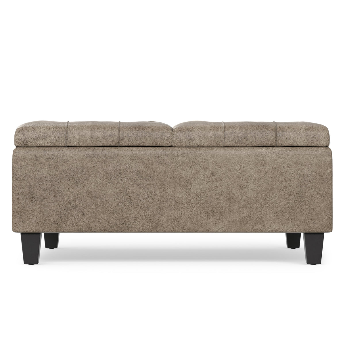 Distressed Smoky Grey Brown Distressed Vegan Leather | Harrison Coffee Table Storage Ottoman