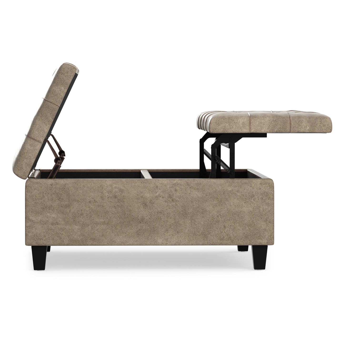 Distressed Smoky Grey Brown Distressed Vegan Leather | Harrison Coffee Table Storage Ottoman