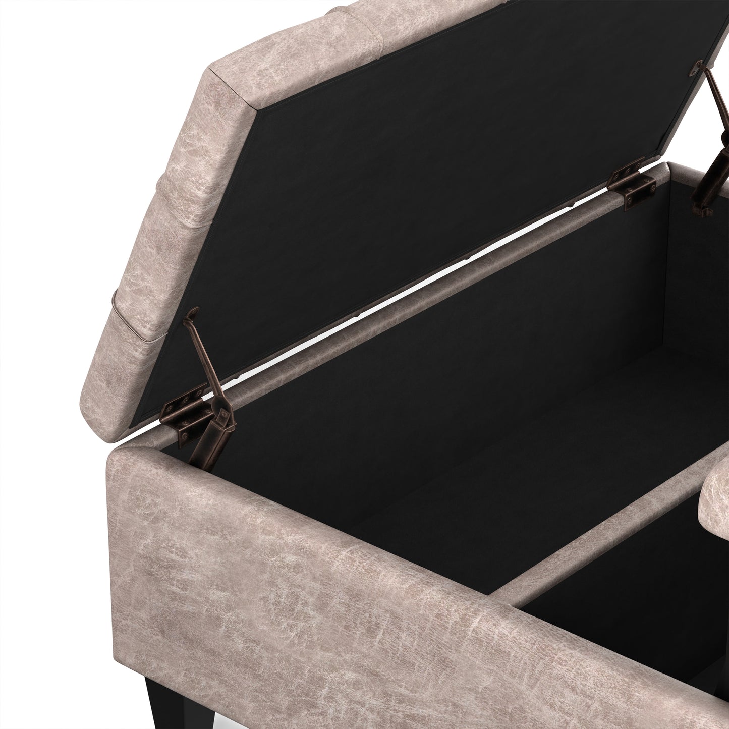 Distressed Grey Taupe Distressed Vegan Leather | Harrison Coffee Table Storage Ottoman