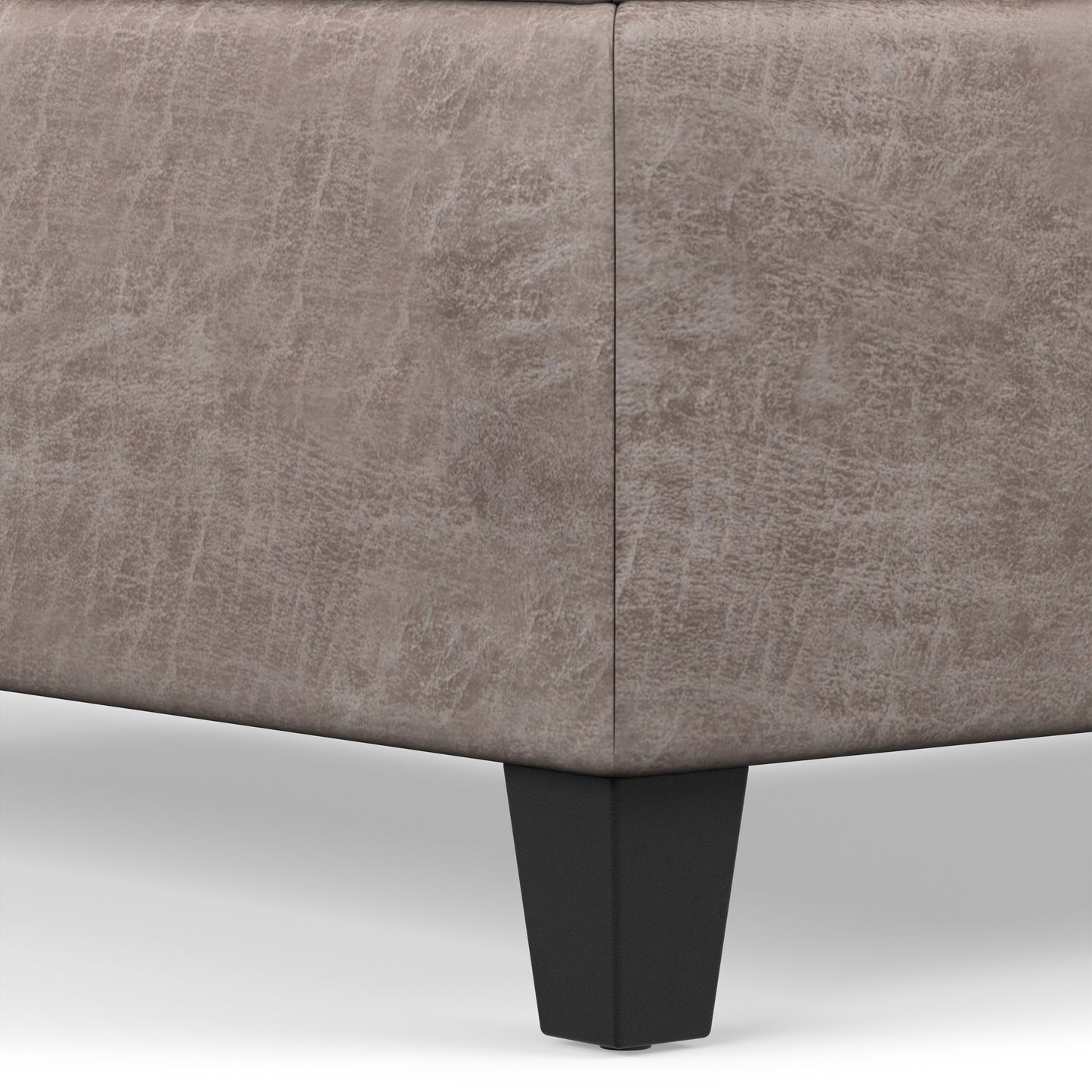 Distressed Grey Taupe Distressed Vegan Leather | Harrison Coffee Table Storage Ottoman