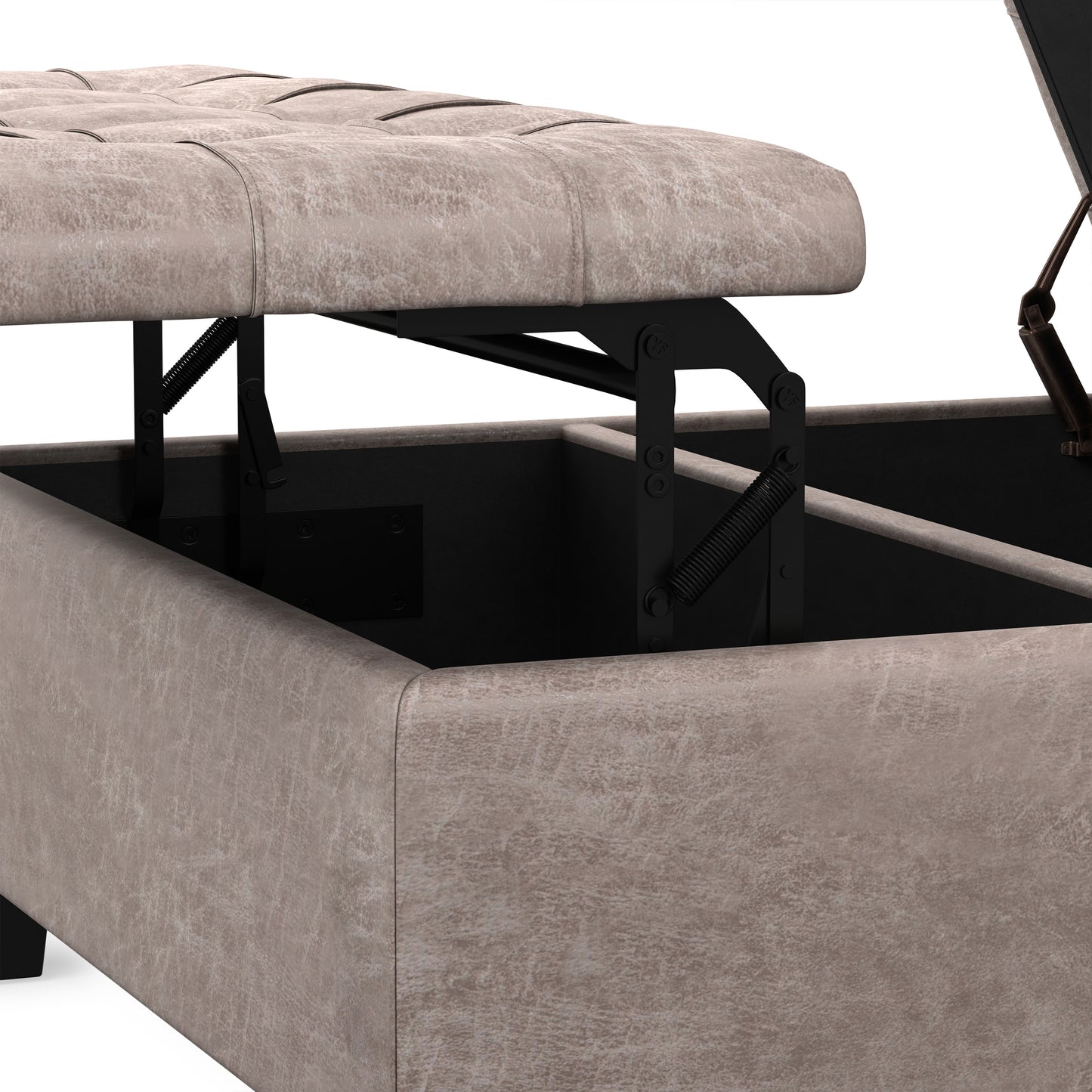 Distressed Grey Taupe Distressed Vegan Leather | Harrison Coffee Table Storage Ottoman