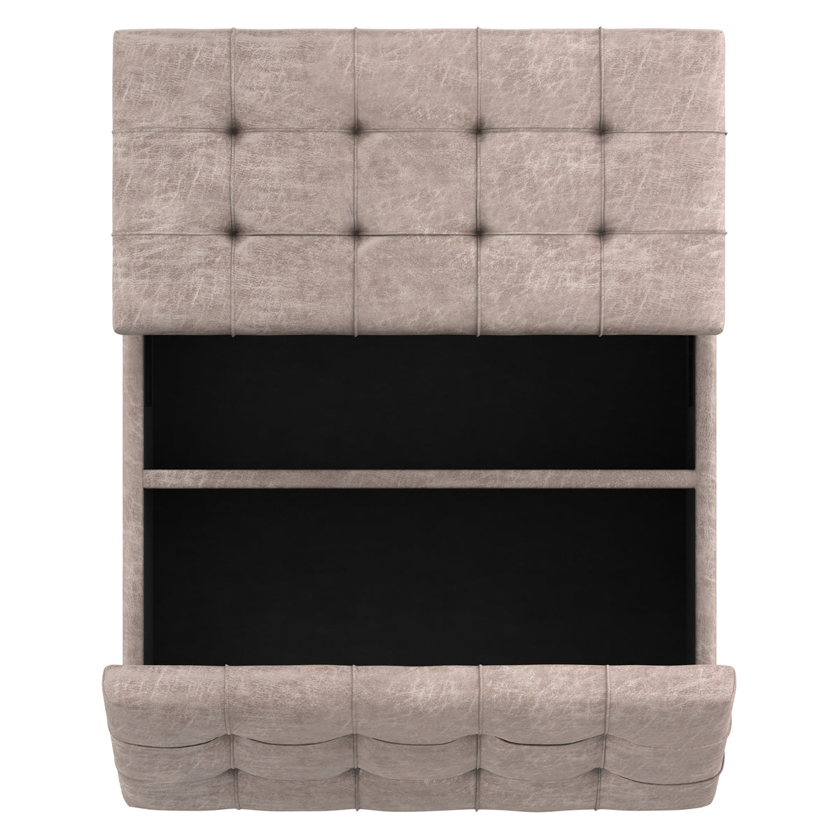 Distressed Grey Taupe Distressed Vegan Leather | Harrison Coffee Table Storage Ottoman