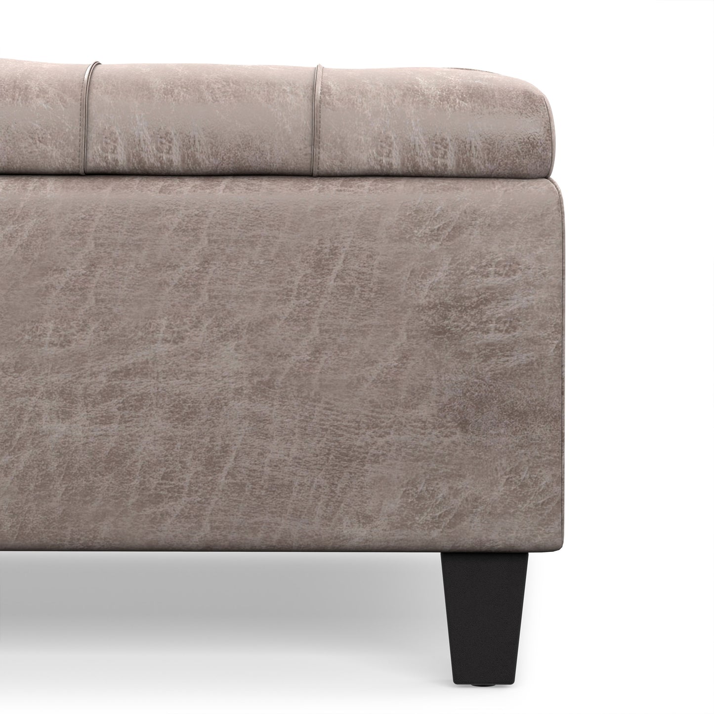 Distressed Grey Taupe Distressed Vegan Leather | Harrison Coffee Table Storage Ottoman