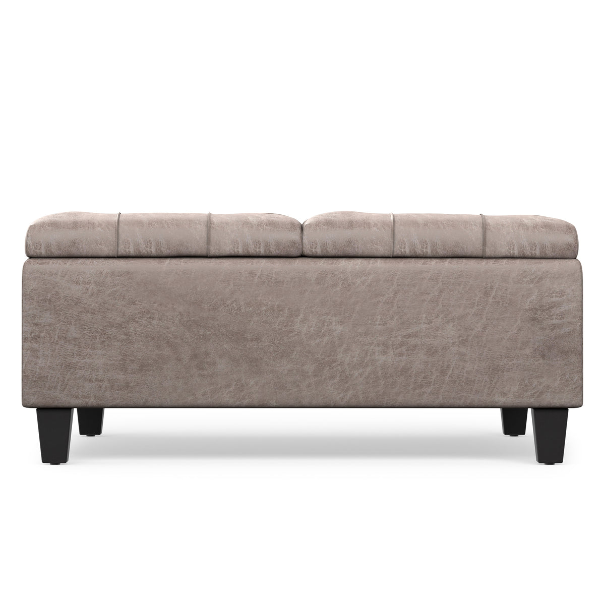 Distressed Grey Taupe Distressed Vegan Leather | Harrison Coffee Table Storage Ottoman