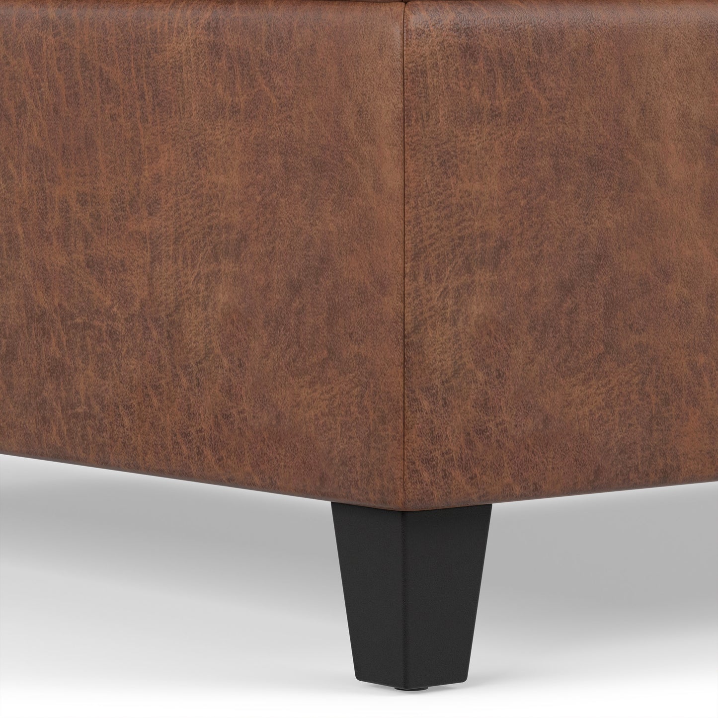 Distressed Saddle Brown Distressed Vegan Leather | Harrison Coffee Table Storage Ottoman