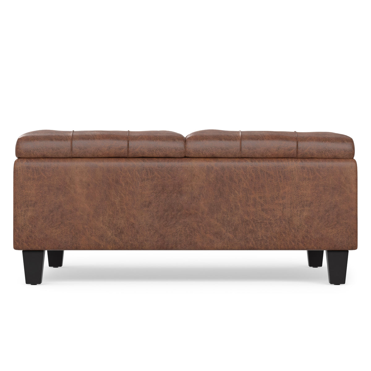 Distressed Saddle Brown Distressed Vegan Leather | Harrison Coffee Table Storage Ottoman