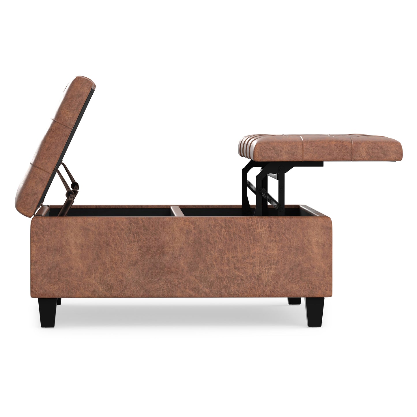 Distressed Saddle Brown Distressed Vegan Leather | Harrison Coffee Table Storage Ottoman