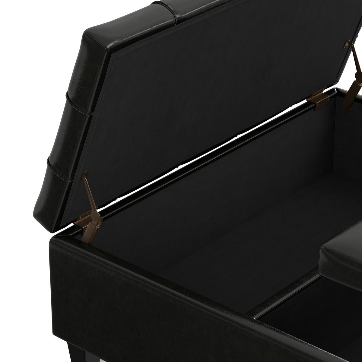 Midnight Black Vegan Leather | Harrison Large Square Coffee Table Storage Ottoman