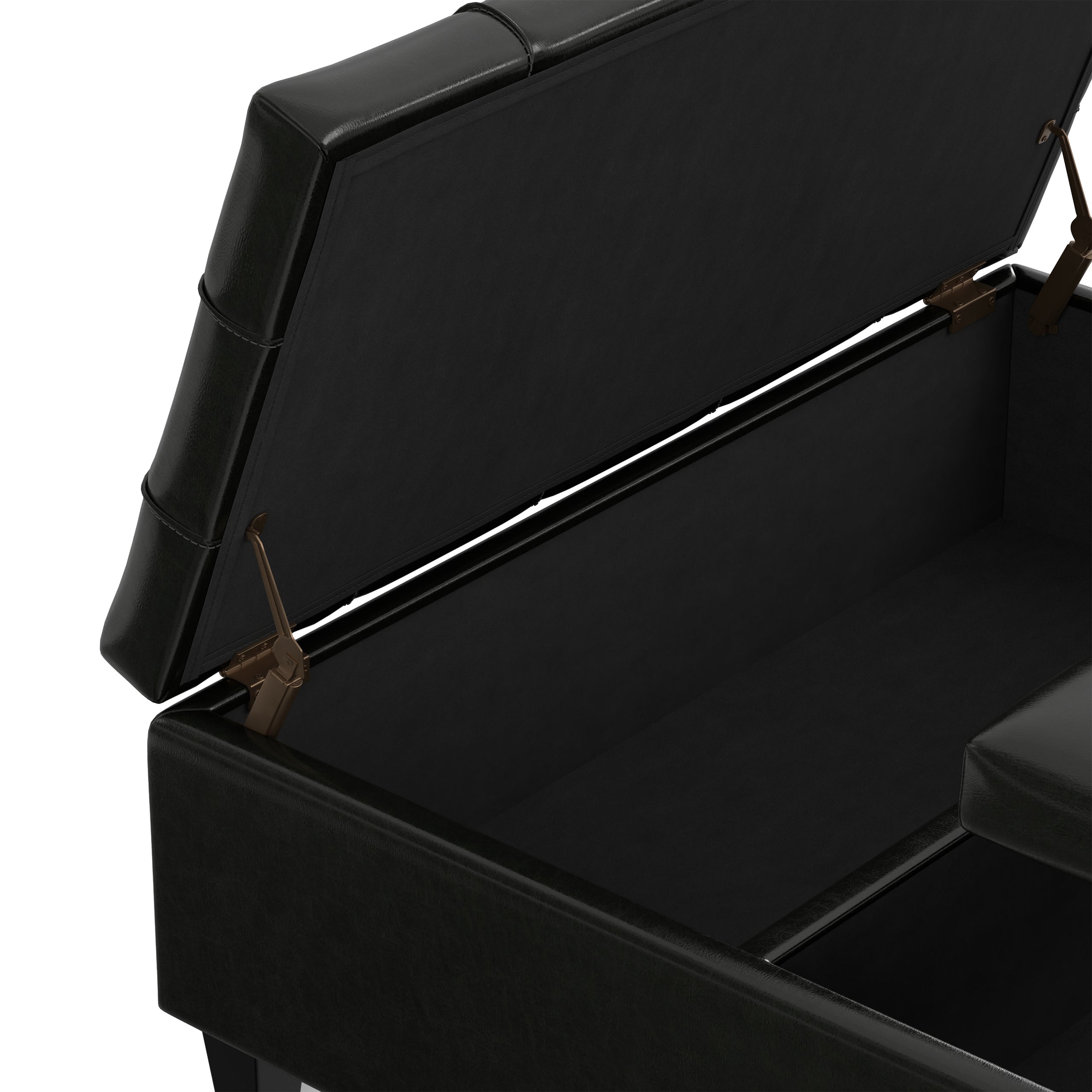 Midnight Black Vegan Leather | Harrison Large Square Coffee Table Storage Ottoman