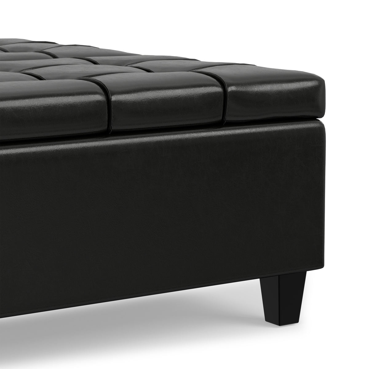 Midnight Black Vegan Leather | Harrison Large Square Coffee Table Storage Ottoman