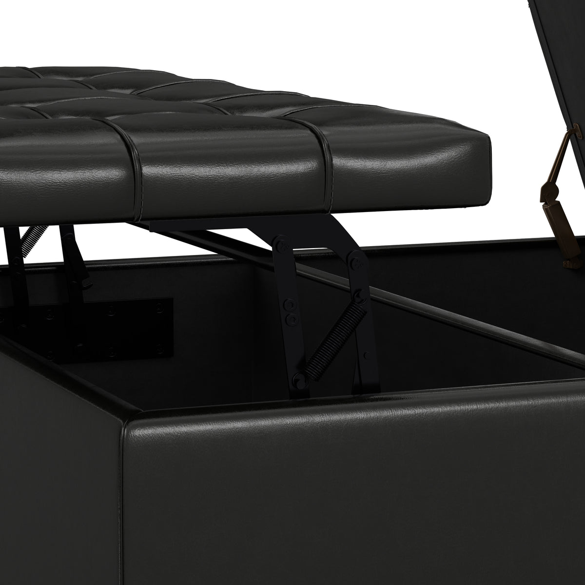 Midnight Black Vegan Leather | Harrison Large Square Coffee Table Storage Ottoman