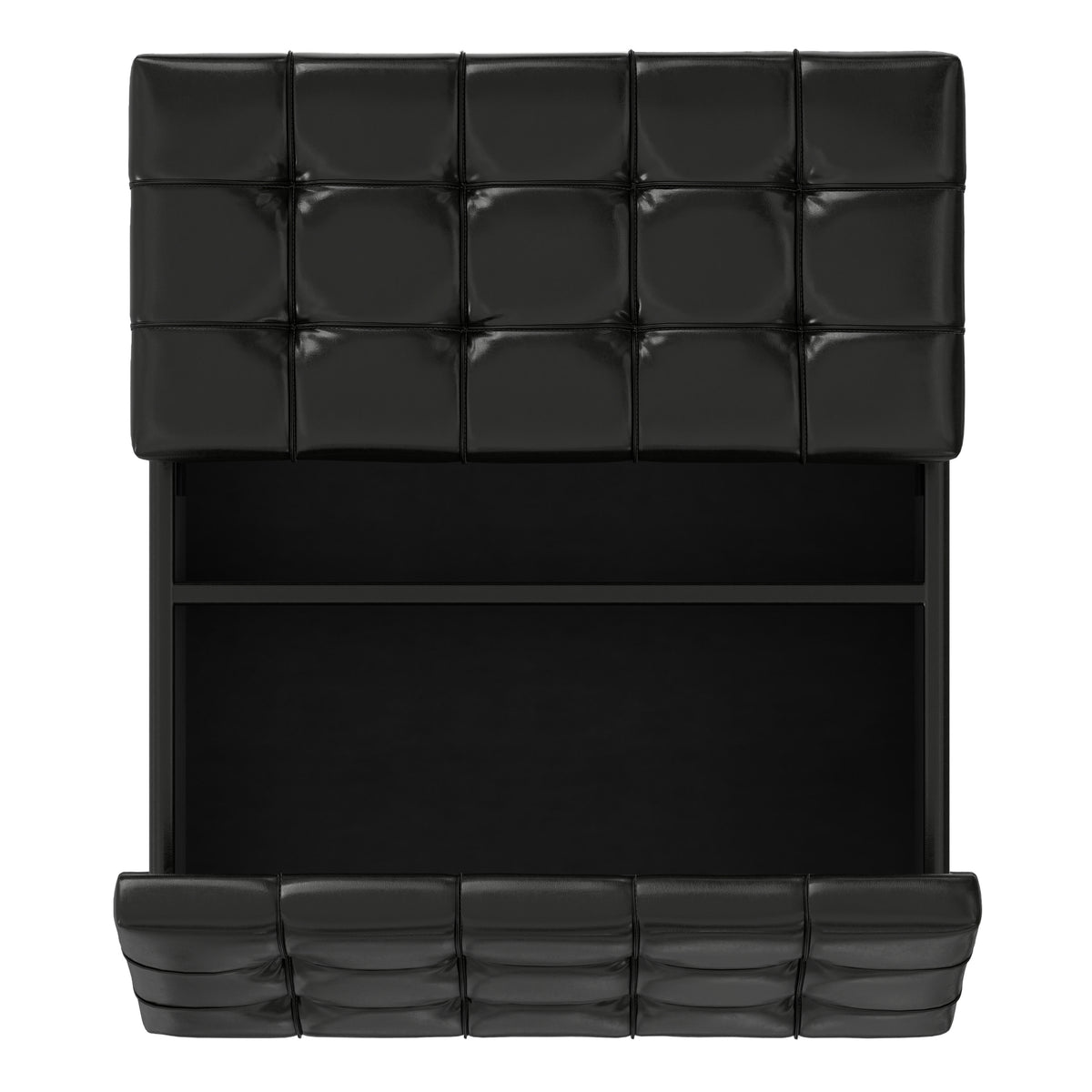 Midnight Black Vegan Leather | Harrison Large Square Coffee Table Storage Ottoman