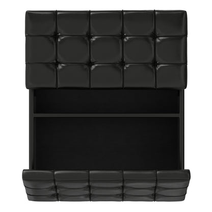 Midnight Black Vegan Leather | Harrison Large Square Coffee Table Storage Ottoman