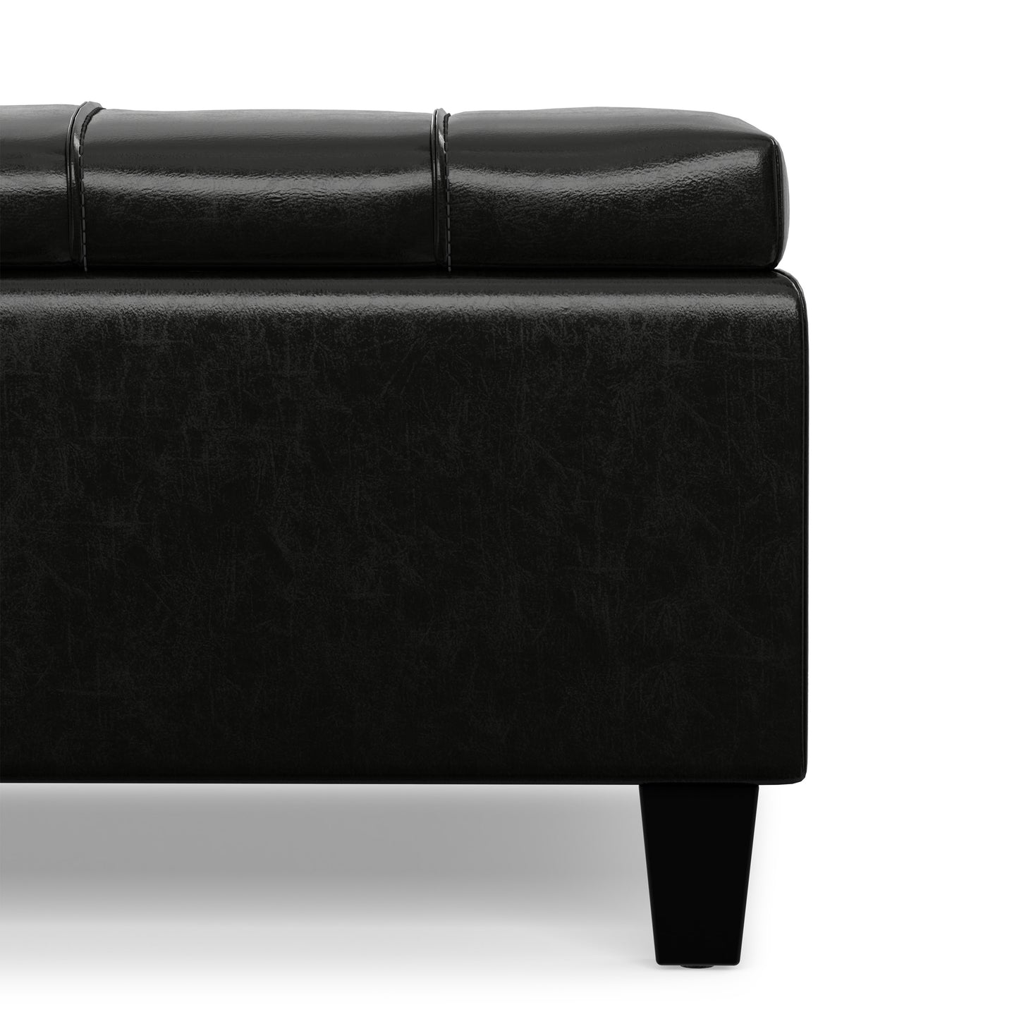 Midnight Black Vegan Leather | Harrison Large Square Coffee Table Storage Ottoman