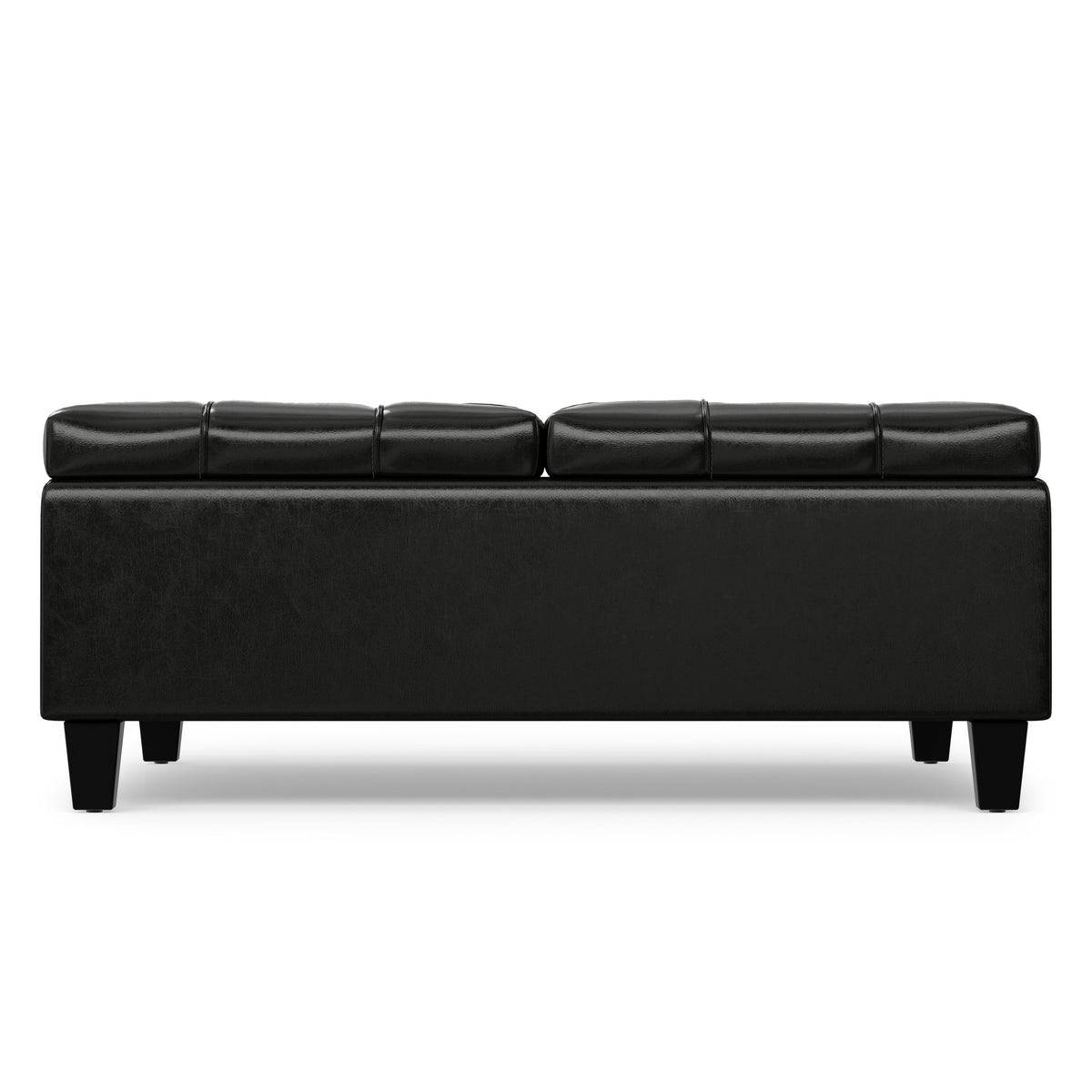 Midnight Black Vegan Leather | Harrison Large Square Coffee Table Storage Ottoman