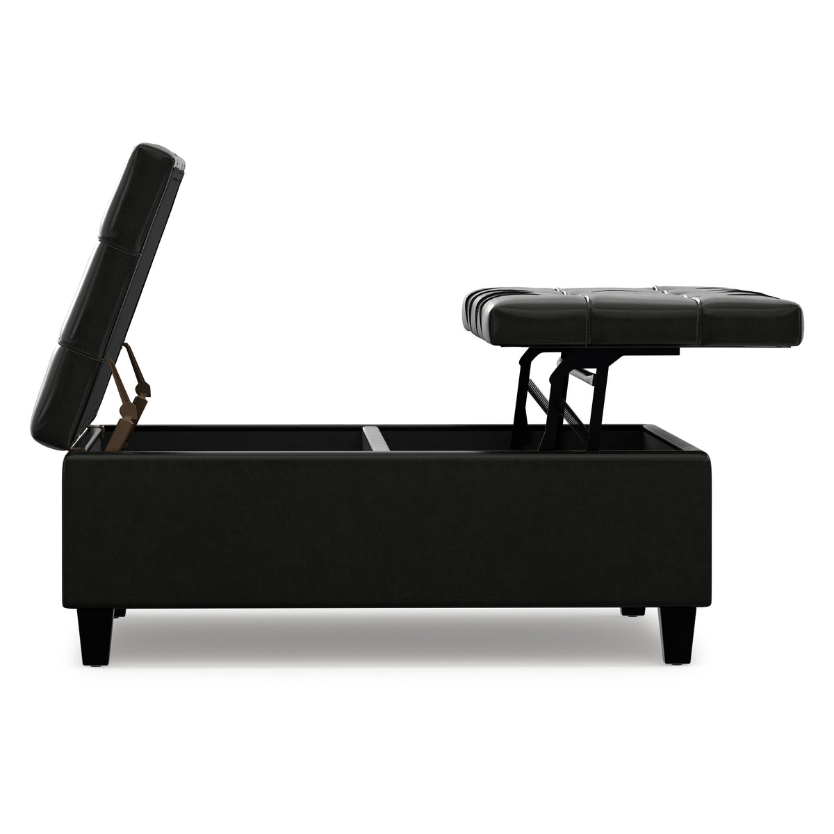 Midnight Black Vegan Leather | Harrison Large Square Coffee Table Storage Ottoman