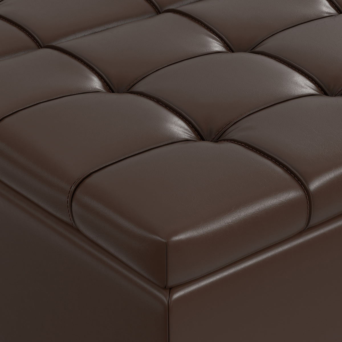 Chocolate Brown Vegan Leather | Harrison Large Square Coffee Table Storage Ottoman