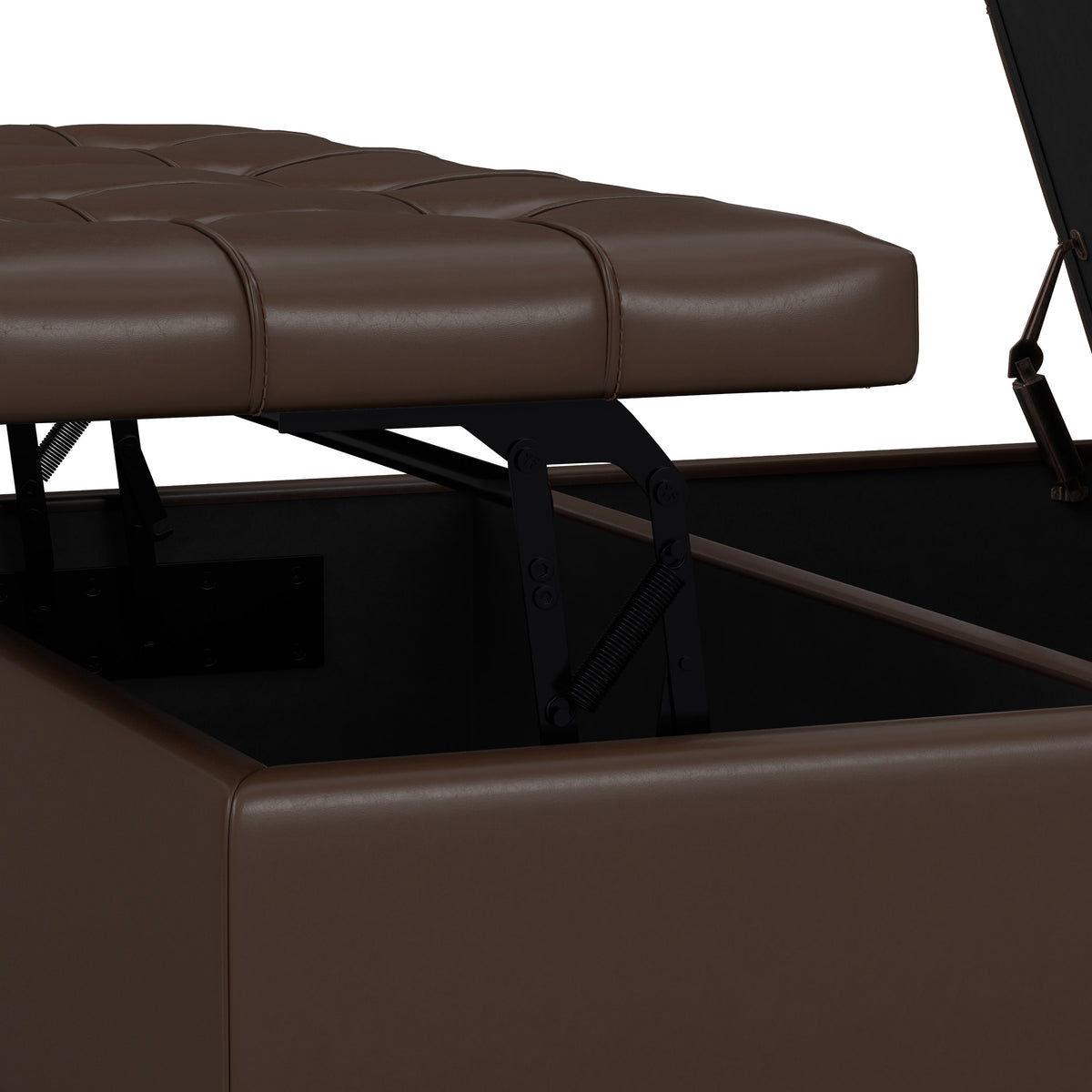 Chocolate Brown Vegan Leather | Harrison Large Square Coffee Table Storage Ottoman