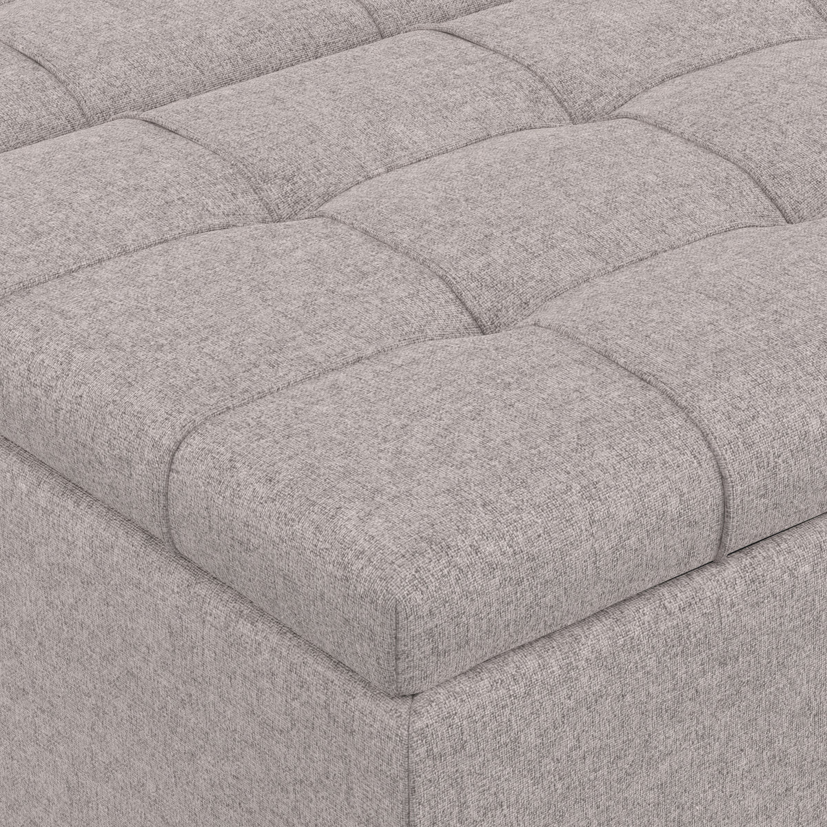 Cloud Grey Linen Style Fabric | Harrison Large Square Coffee Table Storage Ottoman in Linen