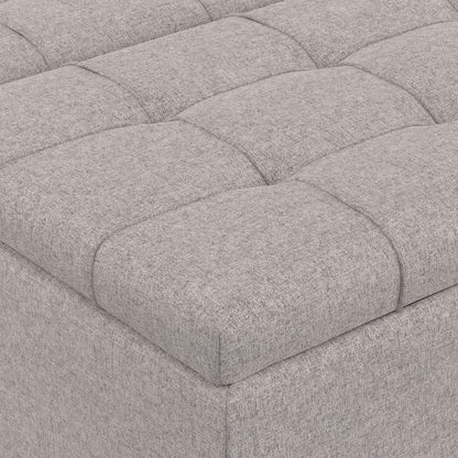 Cloud Grey Linen Style Fabric | Harrison Large Square Coffee Table Storage Ottoman in Linen