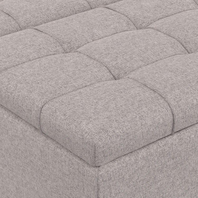 Cloud Grey Linen Style Fabric | Harrison Large Square Coffee Table Storage Ottoman in Linen